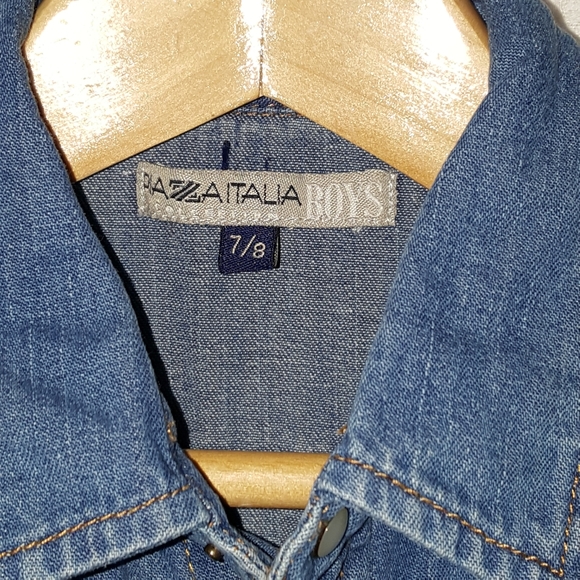 Piazza Italia Italy Boys 7-8 Denim Jean Shirt - Picture 4 of 4
